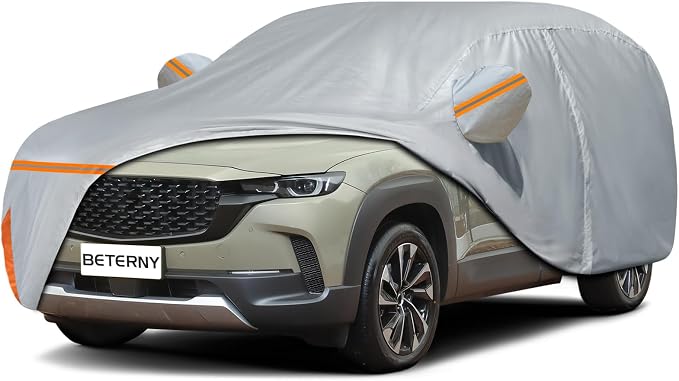 Car Cover for 2023-2026 Mazda CX-50/CX50, Waterproof Custom-fit All Weather Sun Rain UV Dust Snow Protection Outdoor CX50 Full Car Cover with Door Zipper and Cotton Lining-Gray