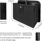 Yourkar Car Trash Can, Foldable Waterproof Leather Car Garbage Organizer Holder, Automotive Mini Dustbin Container with One Roll Trash Bag, Universal Interior Car Accessories (Black, M)