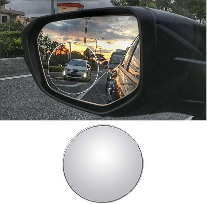 Car Blind Spot Mirror, HD Glass Wide Angle Side Rear View Mirror, Round Stick-on Convex Blindspot Mirror, Non-adjustable Rear View Mirror for Car Truck and SUV (1PCS)
