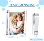 2 Pack Magnetic Car Visor Photo Holder – Personalized Acrylic Clip for Family, Pets, Travel Pictures – Easy Snap-On Car Accessory for Sun Visor (2 Pack, 3''x3.5'')