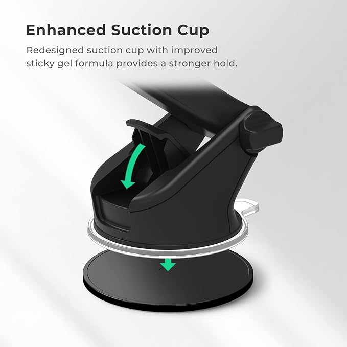 Easy One Touch Signature Dashboard & Windshield Universal Car Mount Phone Holder Desk Stand with Suction Cup Base and Telescopic Arm for iPhone, Samsung, Google, More Smartphones