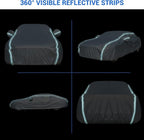 Car Cover Waterproof All Weather, 2023 8 Layers Soft Cotton Fleece Lining Full Exterior Covers with Zipper Door & Lock, Windproof Sun UV Hail Protector Car Cover Fit Sedan 170-190 Inches