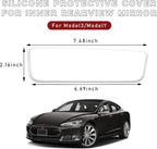 Car Rear View Mirror Protector Frame, Silicone Auto Rearview Edge Protection Cover Compatible with Model 3 Model Y, Interior Rear View Trim Frame Decoration, Car Accessories (White)
