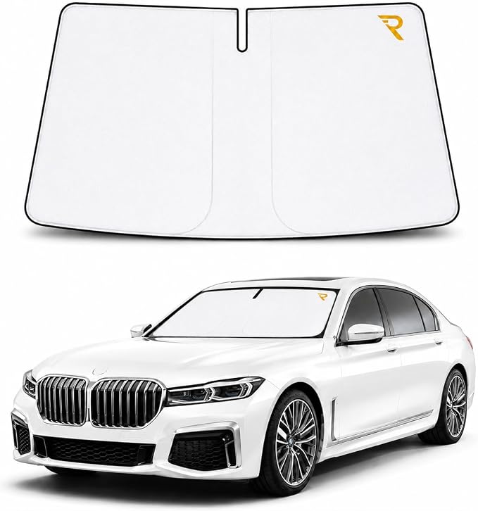 [2026 Upgrade] RevLux Car Windshield Sun Shade | Keeps Car Cool, Sun & Heat Protection | Double Thickened Ice-Core Cooling Fabric | Zero Light Leakage | Foldable Sunshade (Standard - 55"x31")
