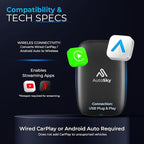 AI Box Lite – Wireless CarPlay & Android Auto Adapter, Plug-and-Play, Fast Connection, Stable Performance, Stream Netflix & YouTube via Hotspot, Works with OEM Touchscreen
