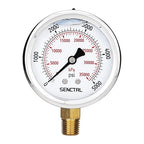 5000 Psi Glycerin Liquid Filled Hydraulic High Pressure Gauge, 2.5" Dial Size, 1/4" NPT Lower Mount, Stainless Steel Case, for Air Gas Water Oil Pressure Test