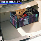 Car Trunk Organizer, Waterproof Large Capacity 600D Oxford Fabric Auto Trunk Storage Container with Pockets, Multi-Compartment Vehicle Storage Box Accessories for Car SUV Truck (Colorful)