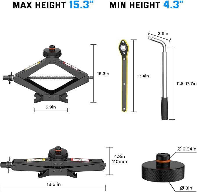 Car Jack for Tesla, 2.5 Ton Car Scissor Jack Kit for Tesla Model Y Model 3/S/X, Tire Changing Kit with 2 Tesla Specific Jack Pads