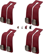 Coozyland Car Hooks, Coozy Land Metal Multi-Function Leather Car Headrest Hooks, Universal Double Hook Car Seat Back Storage Hooks for Wallets, Handbags, Bottles, Trash Bags, etc(Red 4-Pack)
