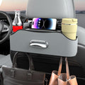 Back Seat Cup Holder for Car – Multifunctional Seat Back Organizer with Drink Holders, Tissue Box Storage & Hooks, Fits Headrest for Auto. (Gray)