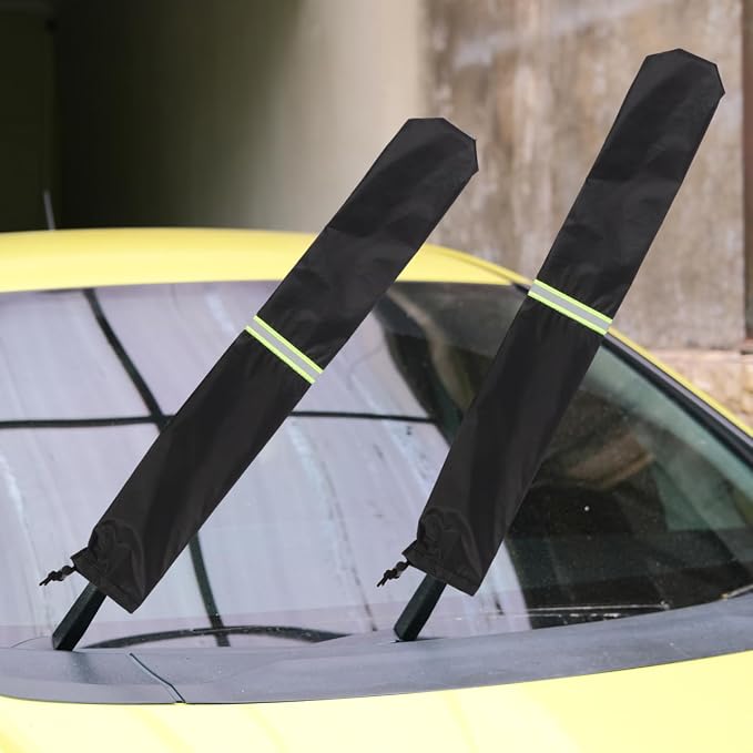 2Pcs Wiper Blade Protectors, 25.5x3.9in Polyester Car Windshield Wiper Covers, 210D Waterproof Rain and Bird Droppings RV Windshield Cover for Cars SUVs and Trucks