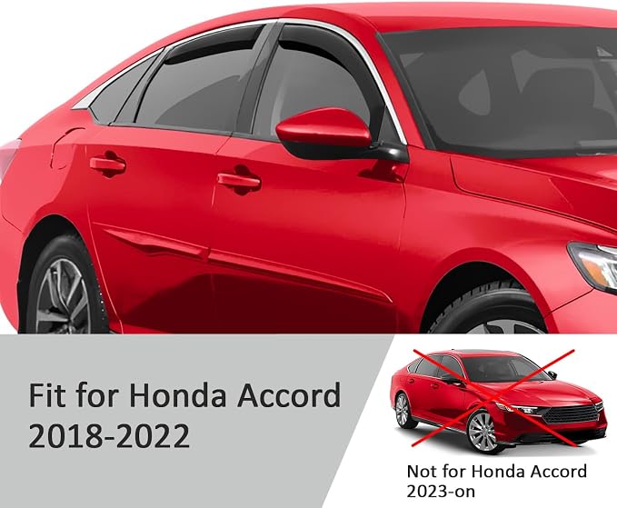 Voron Glass in-Channel Extra Durable Rain Guards for Honda Accord 2018-2022, Window Deflectors, Vent Window Visors, 4 Pieces - 200920