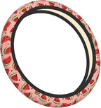 Cute Watermelon Steering Wheel Cover for Women,Universal Auto Steering Wheel 14-15 Inch Car Interior Accessories with 2PCS Car Coasters,Suitable for Men and Women