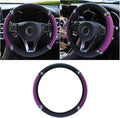 15 Inch Bling Soft Leather Car Steering Wheel Cover, Purple | Colorful Rhinestones Design, Auto Elastic Protector for Women Girls, Crystal Diamond Car Accessories for Most Cars, SUVs