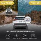 Front 2K+Rear 1080P Dash Cam Adapts for Toyota Venza 2021-2024 LE XLE Limited Nightshade Edition, OEM Factory Look, Dual HD Video, WiFi & APP, Loop Recording, G-Sensor, Easy to Use, 64GB Card