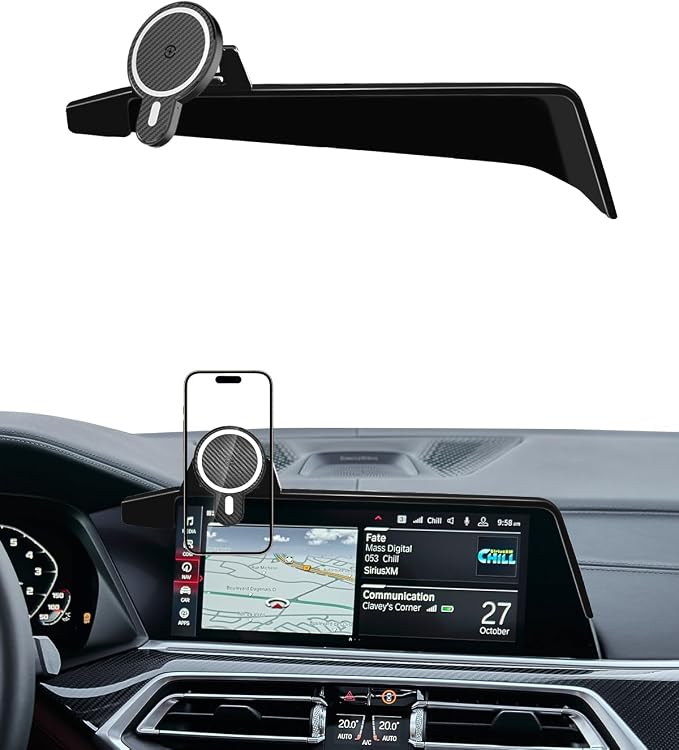 PZK Car Phone Mount for BMW X5 2019-2023/BMW X6 2020-2023/BMW X7 2019-2022 | 12.3-Inch Screen Magnetic 15W Fast Wireless Charging Phone Holder 360° Rotation Phone Cradles BMW X5 X6 X7 Accessories