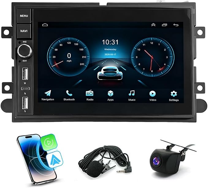 Car Stereo for Lincoln MKX 2007-2009, 7 Inch Android 15 GPS Head Unit, 4GB+64GB, Wireless CarPlay & Android Auto, Bluetooth 5.0, WiFi, FM/RDS Radio, SWC, Mirror Link, AHD Backup Camera Support