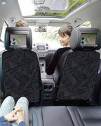 T&H XHome Modern Line Car Seat Protector, 2 Pack Kick Mats Back Seat Protector Abstract Farmhouse Black Brushstroke Blocks Waterproof Back Seat Cover Universal Fit Automotive Interior Protectors