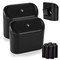 2 Pack Mini Car Trash Can with Lid, Small Car Garbage Can, Cute Leakproof ABS Trash Bin, Cars Accessories for Interior, Garbage Bin for Car, Home, Office with 120pcs Trash Bags Black
