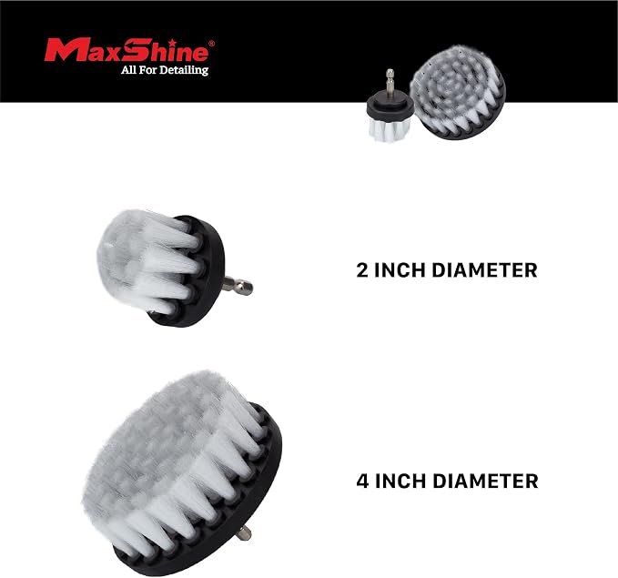 Universal M8 Light-Duty Soft Leather & Fabric Brush Drill Attachment – White Scrub Brush Kit for Fabric, Leather, Upholstery, Convertable Top & Seats – Removes Grime, Stains, Dirt & Buildup