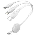 Multi Charging Cable, 3 in 1 Charging Cable, Retractable Car Charger with Type C/L/Micro USB Ports for iPhone 16 15 14 Pro Max/Samsung Galaxy S25/PS/Kindle, Multi Chargers for All Devices, White