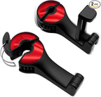 2PCS Car Headrest Hidden Hook, Purse Hook for Car, 2 in 1 Vehicle Back Seat Headrest Mobile Phone Holder, 360° Rotating Backseat Organizer for Handbag Clothes Grocery Fit Vehicles (Red)