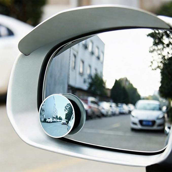 4PCS Car Blind Spot Mirror, HD Glass Round Convex Frameless Anti-Glare Side Blindspot Mirror with Adjustable Stick, Auto Exterior Rear View Accessories for Wide Angle, Universal Fit