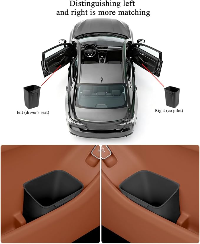 Car Interior Storage Box, Black Silicone Door Side Organizer with Umbrella Holder and Trash Can, Vehicle Accessory (Black)