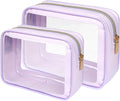 Clear Makeup Bag - TSA Approved Toiletry Bag for Carry-on & Checked Luggage, Water Resistant Car Storage Organizer with Reinforced Seams