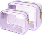 Clear Makeup Bag - TSA Approved Toiletry Bag for Carry-on & Checked Luggage, Water Resistant Car Storage Organizer with Reinforced Seams