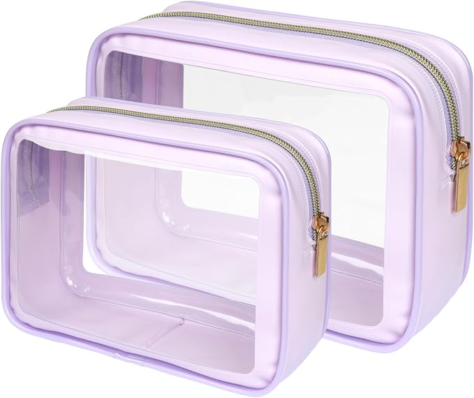 Clear Makeup Bag - TSA Approved Toiletry Bag for Carry-on & Checked Luggage, Water Resistant Car Storage Organizer with Reinforced Seams