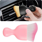 Car Interior Detailing Brush with Dust Cover, Auto Soft Hair Cleaning Brushes, Scratch Free Curved Dirt Collectors, for Vehicle Dashboard Air Conditioner Vents Leather(Pink)