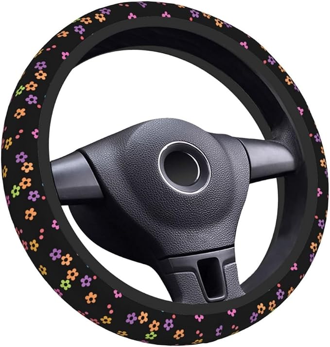 Elastic Steering Wheel Cover Car Accessories Cute Universal 15 Inch Absorbing Sweat Non-Slip Breathable for Woman - Vivid Pattern