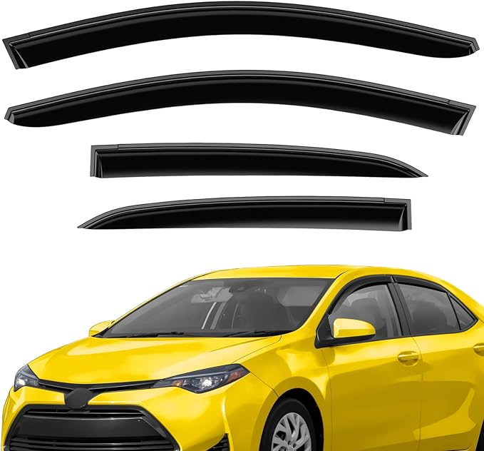 Extra Durable Window Deflectors Tape-On Window Visors Rain Guards Fit for Toyota Corolla 2014-2019 Sedan, Sun Visors, Wind Vent for Shades, Exterior Car Accessories - 4pcs. AG0487