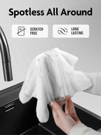 Microfiber Cleaning Cloth Roll -60 Pack, Tear Away Microfiber Towels, 12" x 12", Reusable, Washable, Scratch Free, Ultra Absorbent Dishcloth for All-Around Cleaning (White & Blue)