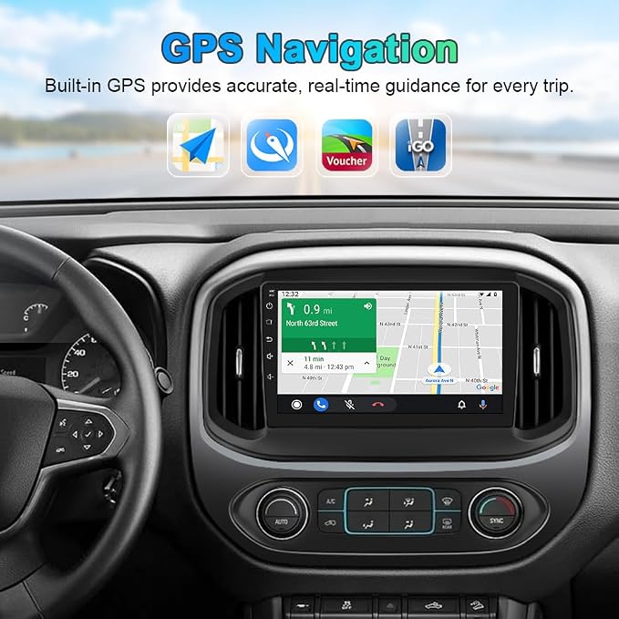 Car Stereo for Chevy Colorado GMC Canyon 2015-2019 Base Mode 7/8 Inch, Android 13 Car Radio 9" Touchscreen Head Unit with Wireless CarPlay Android Auto, Backup Camera - 2GB RAM + 64GB ROM