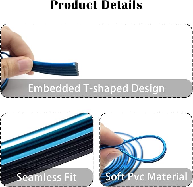 Car Interior Trim Strips,Universal 16.4 ft Car Electroplating Decoration Styling Door Dashboard, Flexible Interior Trim Accessories with Installing Tool(Blue)