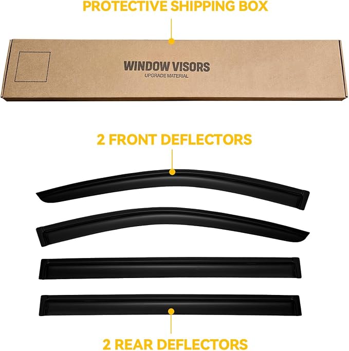 Window Visor for 2008-2020 Dodge Grand Caravan & 2008-2016 Chrysler Town & Country, Out-Channel Rain Guards Shields Vent Deflector Shade Wind Dark Smoke for Volkswagen Routan 09-14
