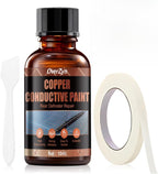 Copper Conductive Paint with Masking Tape and Scraper, High Conductivity, Used to Repair Various Types of Damage to Automotive Rear Window Defroster Grilles, 0.33 oz