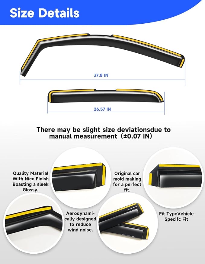 in-Channel Rain Guards Fit for Truck Chevy Colorado/GMC Canyon 2015-2022 Crew Cab Window Rain Guards Visors Vent Visors Window Deflector Vent Shades Car Accessories -4 pcs