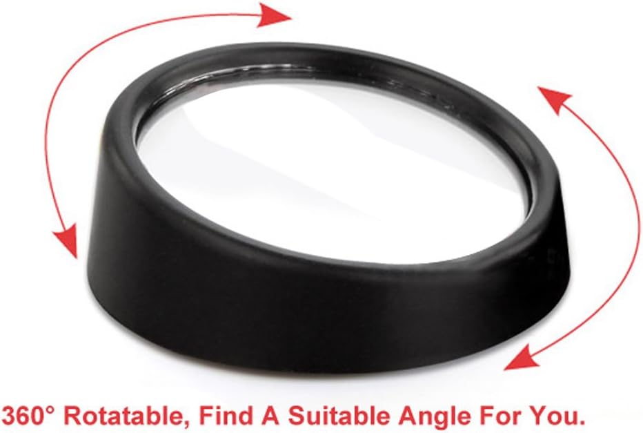 x Blind Spot Mirror, 1.5'' Black Round HD Glass Convex Rear View Mirror, 360° Rotate Wide Angle, Universal for Car SUVs Truck Motorcycle(2 Pcs)