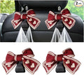 Mandark 2PCS Car Seat Headrest Hooks, Cute Bow Vehicle Hooks for Purses and Bags, Automotive Purse Hook Hanger Interior Decoration Accessories, Universal for SUV, Sedan, Truck (Red/White)
