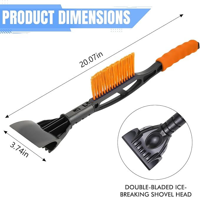 Snow Brush & Ice Scraper, 2 in 1 Detachable Ice Scrapers for Car Windshield Window, Heavy Duty Vehicle Snow Removal Tool with Grip Handle for Cars Trucks SUVs, Winter Car Accessories (Yellow)