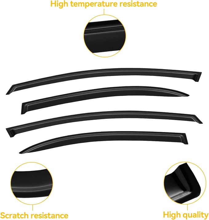 Window Visor for 2006-2011 Honda Civic, Out-Channel Rain Guards Shields Vent Deflector Shade Wind Dark Smoke for 06-11 Civic 2007 2008 2009 2010, Tape-On Outside-Mount, 4PCS