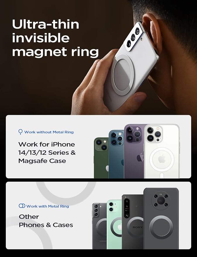 for Magsafe Car Mount, Magnetic Phone Holder for Car Vent Phone Mount, Hands Free Phone Mount for Car Accessories Dashboard Windshield Vent Cell Phone Holder for iPhone Car Mount Silver Kits