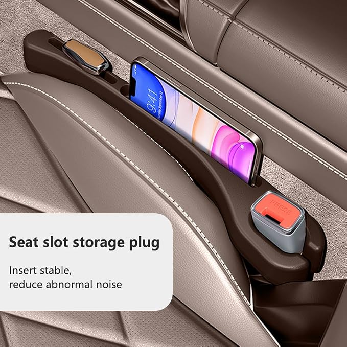 2PCS Car Seat Gap Filler Organizer,Upgrade Car Side Seat Gap Filler with Phone Holder,Multifunctional Car Seat Filler Gap Space Prevents Things Dropping for Cars,SUVs (Brown)