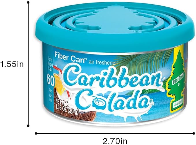 Car Air Freshener | Fiber Can Provides Long Lasting Scent for Auto or Home | Recycled Fiber | Caribbean Colada, 4 Air Fresheners