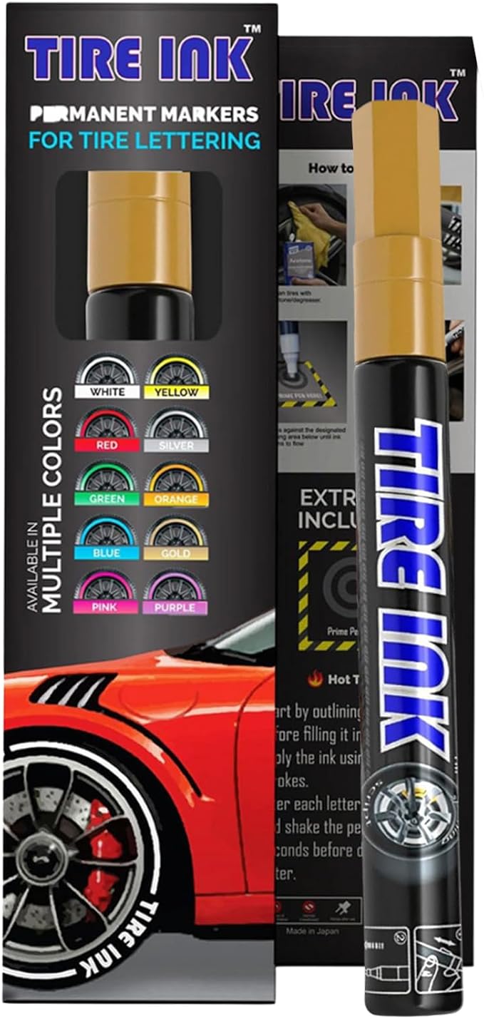Paint Pen Gold - Waterproof Permanent Paint pens for Car Wheels Lettering | Car Wash Safe and Durable | Made in Japan (Pack of 1)