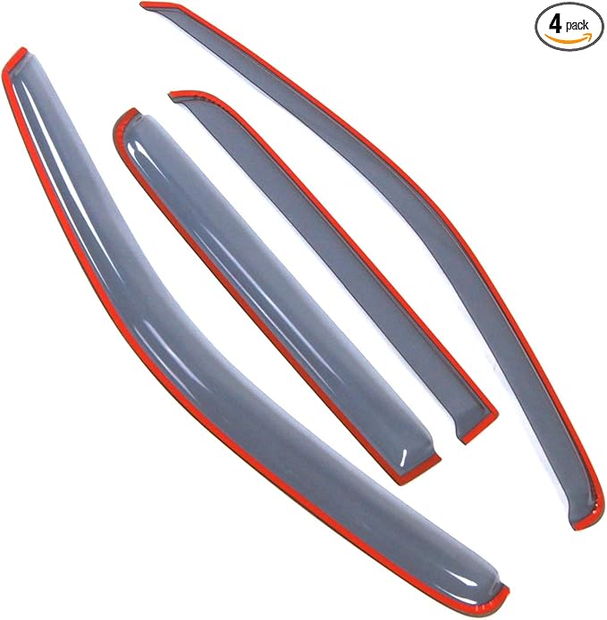 Car Window Rain Guard | in-Channel Visors Auto Side Window Deflectors | Windows Visor Rain Shields Compatible with 2000-2004 Dodge Dakota Quad Cab/Extended Cab | 4 Pcs Set, LGWV2-114i, Light Tinted