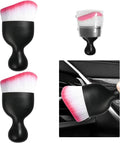 2 PCS Car Detailing Brush, Curved Soft Bristles Auto Removal Dust Collectors, Universal Vehicle Dashboard, Air Conditioner Vents etc Interior Cleaning Tool Accessories (White/Red)
